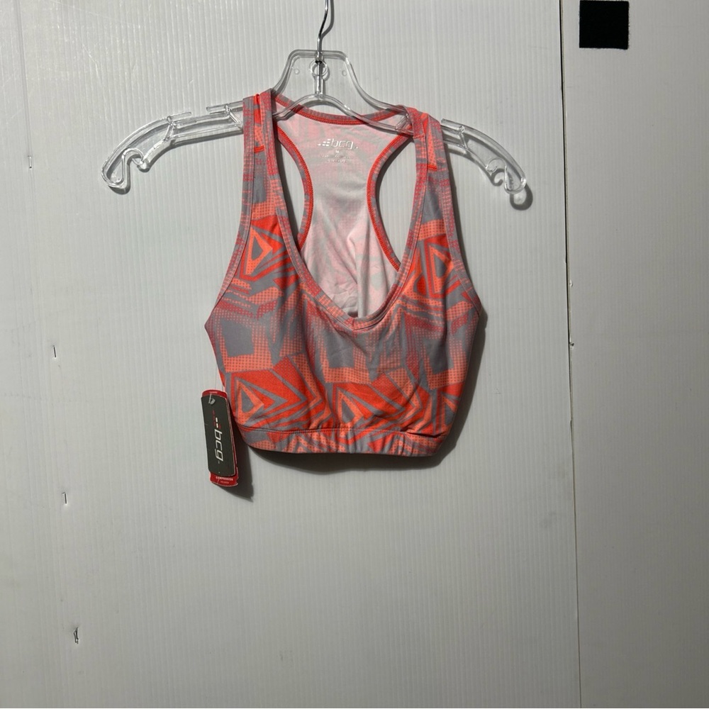 bcg Coral and Gray Geometric Racerback Sports Bra